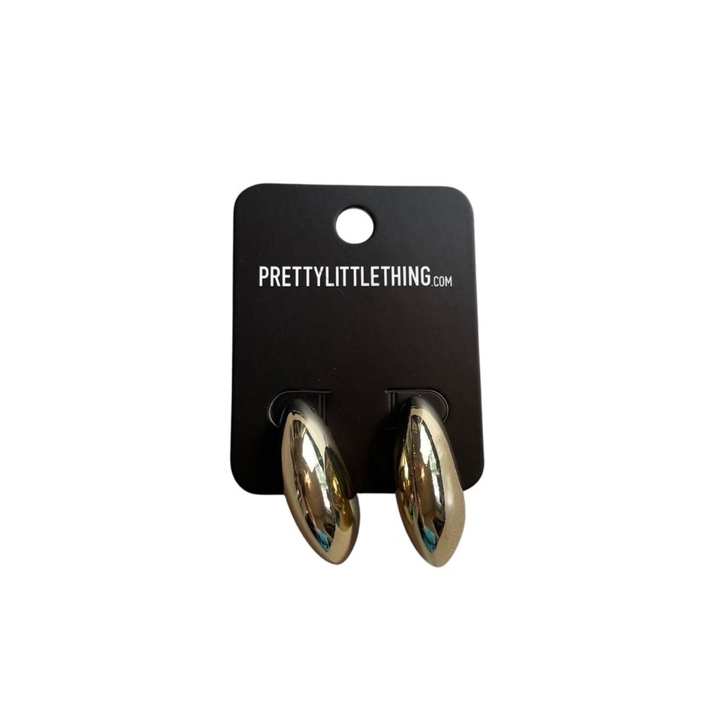 PrettyLittleThing Gold Curved Drop Earrings NWT One Size - Picture 3 of 5